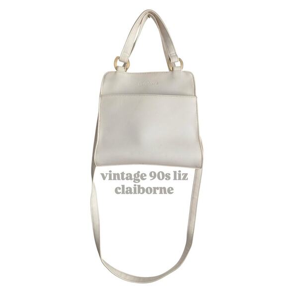 Liz Claiborne Handbags - Vintage 90s Liz Claiborne Cream Shoulder Bag Multi Compartment Minimal Classic